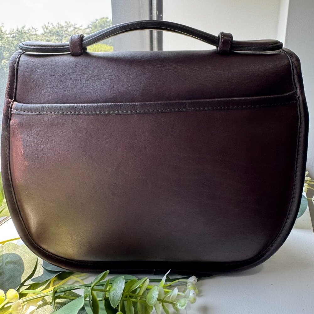 Vintage COACH Small Plaza Bag 9860 Mahogany Leather - Picture 2 of 12